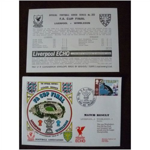 1988 Liverpool v Wimbledon Official Dawn Football Cover 20 FA Cup Final Wembley