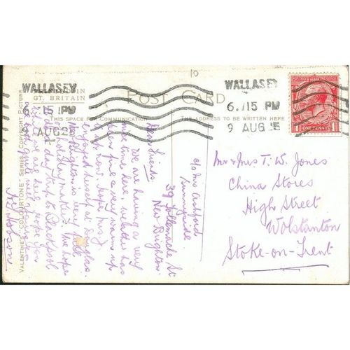 Vintage Valentine's PC 1928 - Storm At New Brighton, Merseyside, Lancashire