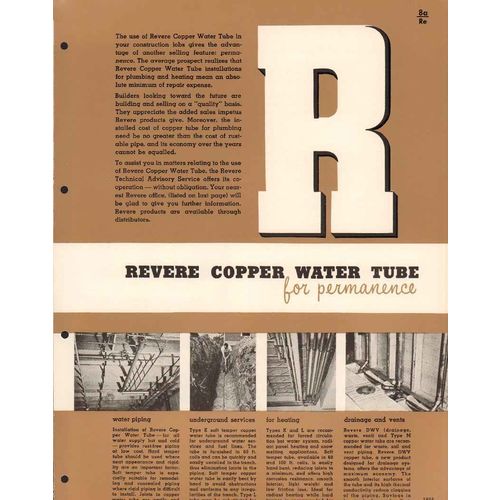 revere copper brass inc 1956 water tube pipe plumbing vintage catalog