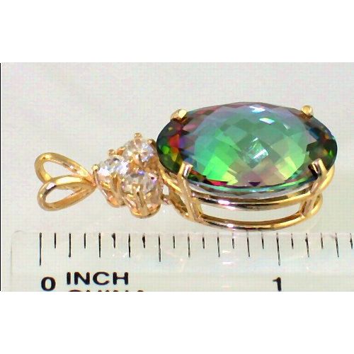 Mystic Fire Topaz, 14KY Gold, P016