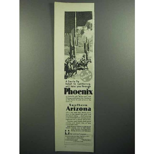 1930 Santa Fe Railroad Ad - Through Phoenix