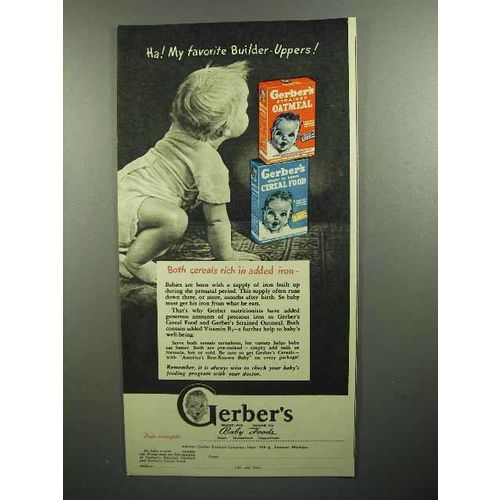1946 Gerber's Baby Food Ad - Favorite Builder-Uppers