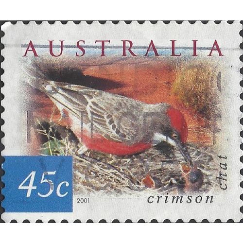 AUSTRALIA, BIRD, Crimson Chat, blue 2001, 45c, #2