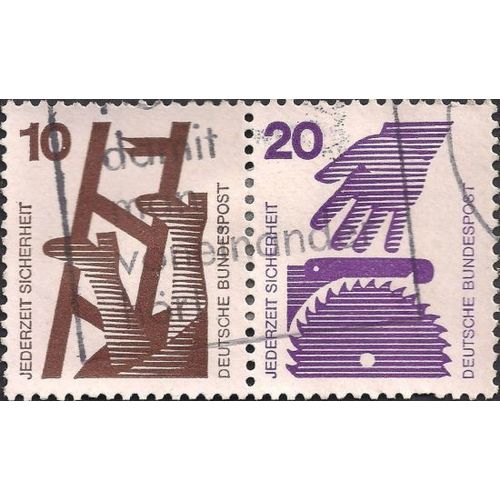 GERMANY, Accidents, Ladder and Saw, pair, brown & violet 1972, 10pf, 20pf