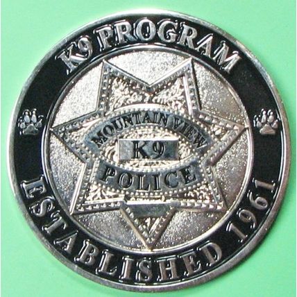 Mountain View, NJ K-9 Unit. Challenge Coin. 1.75". 56b.