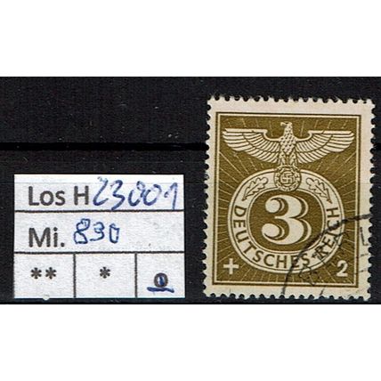 Los H23001: Deutsches Reich Mi. 830, gest.
