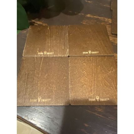 SET OF FOUR JIM BEAM BLACK BOURBON WOODEN COASTERS-NEW-FAST SHIPPING