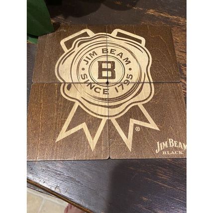 SET OF FOUR JIM BEAM BLACK BOURBON WOODEN COASTERS-NEW-FAST SHIPPING