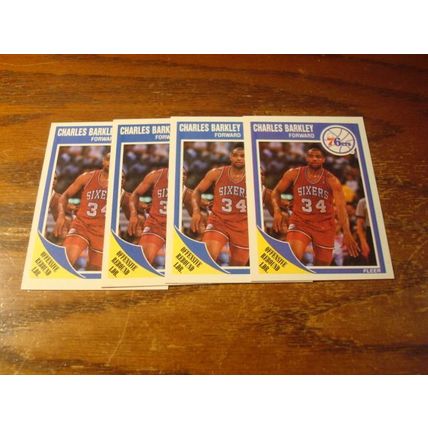 1989/90, Fleer, 4-Cards, 3-Blue/1-Purple, CHARLES BARKLEY, HOF