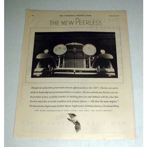 1930 Peerless Car Ad - NICE!