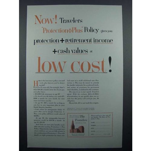 1954 Travelers Insurance Ad - Protection Plus Policy