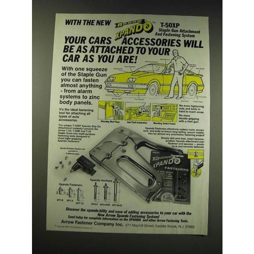 1987 Arrow Xpando T-50XP Staple Gun Attachment Ad - Your cars accessories