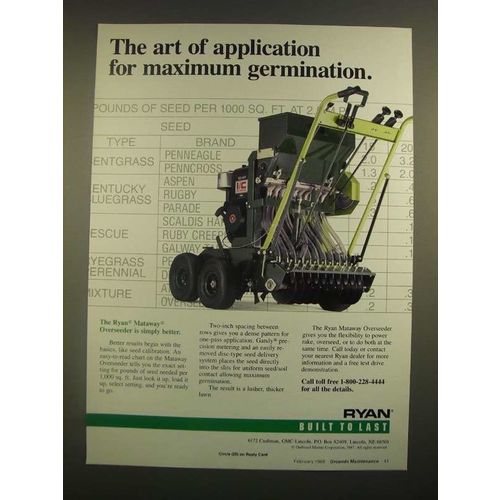 1988 Ryan Mataway Overseeder Ad - Maximum Germination