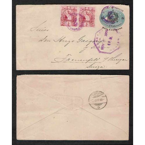 Guatemala #EN20 Postal Sta. UPRATED to Switzerland 1904