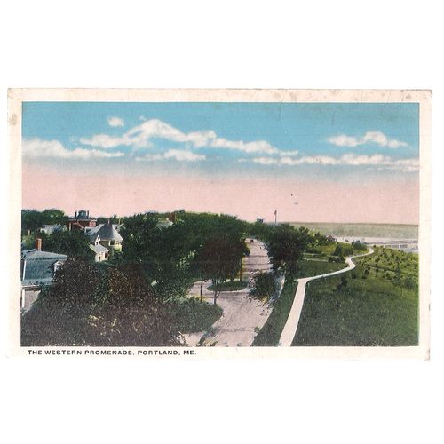 THE WESTERN PROMENADE, PORTLAND, MAINE, USA unused vintage postcard