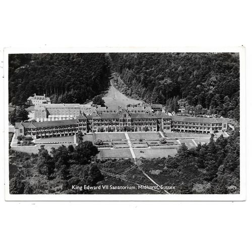 REAL PHOTO AERIAL VIEW POSTCARD OF EDWARD V11 SANATORIUM MIDHURST SUSSEX (3585)