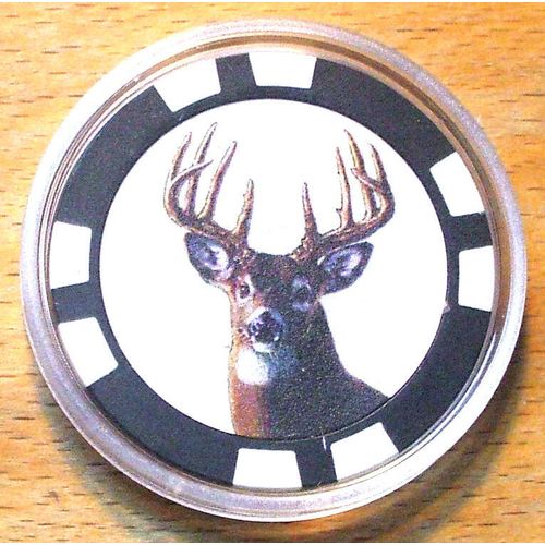 Deer Poker Chip Golf Ball Marker - Black