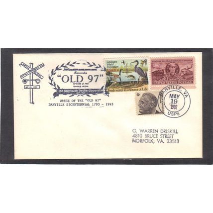 Event Wreck of Old 97 3c Casey Jones + Stamps/2 (No Cachet-Stamped/A) CV00851
