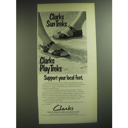 1974 Clarks Sun Treks and Play Treks Sandals Ad - Support your local feet
