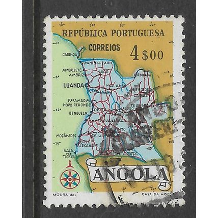 ANGOLA 1955 MAP OF ANGOLA 4E BLUE SG 516 FINE USED