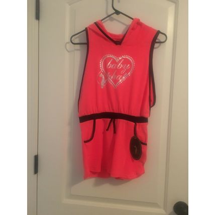 1pc Baby Phat Girls Printed Romper Jumpsuit Shorts Size 10/12 Pink Black