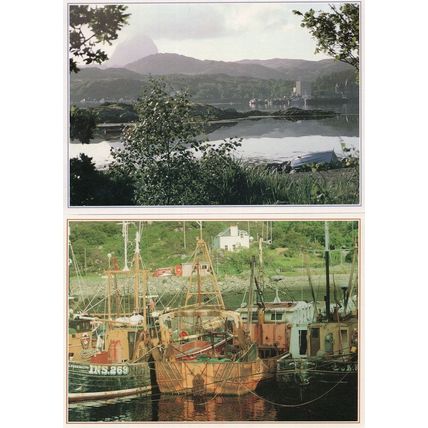 Lochinver Fishing Boats 2x Painting Postcard s