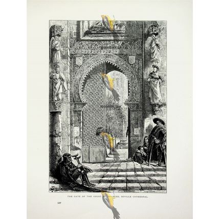 Gate Of Court Of Oranges, Seville Cathedral, Spain, Book Illustration, c1875