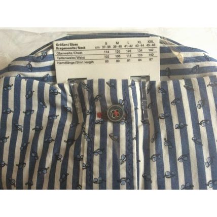 Olymp Casual 100% Cotton Men's Blue / White Striped L/S Shirt 43 / 44 cm (XL)