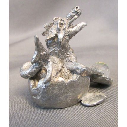 RARE 80's Pewter Figurine BABY DRAGON In EGG AUSTRIAN CRYSTAL TSR D&D SCM