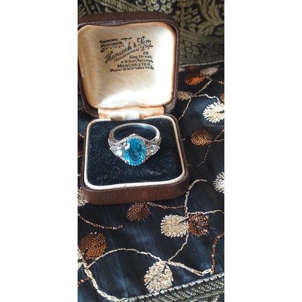 Vintage 1990-s 925 Sterling Silver Aquamarine Ring Size US 6 ,UK M Hallmarked.