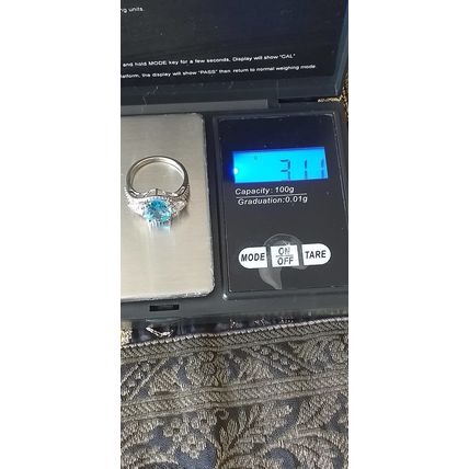 Vintage 1990-s 925 Sterling Silver Aquamarine Ring Size US 6 ,UK M Hallmarked.