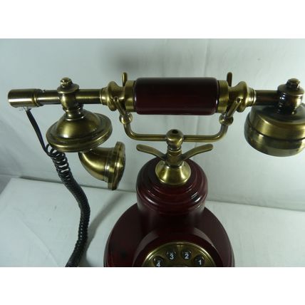 Accent Communications VTG Wood/Antique Bell-Shaped Landline Phone, Cherry,WORKS*