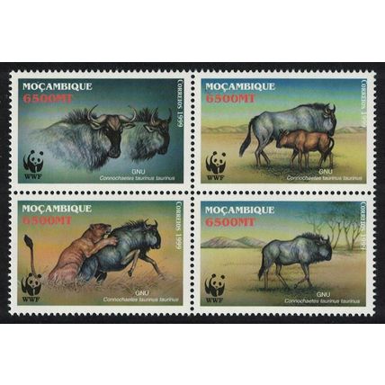 Mozambique WWF Blue Wildebeest 4v Block of 4 2000 MNH SG#1542-1545