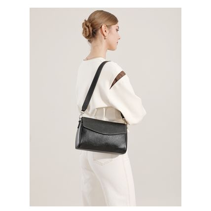 Genuine Leather Women Shoulder Bag Black