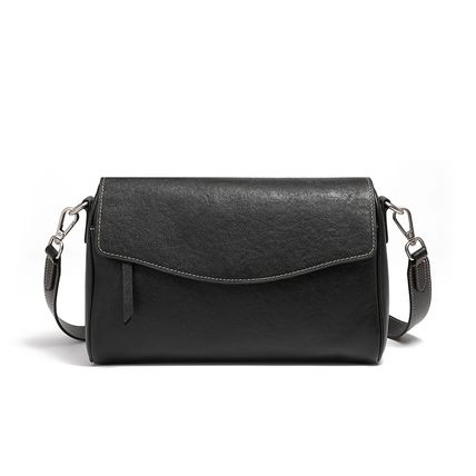 Genuine Leather Women Shoulder Bag Black
