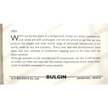 Bulgin Catalogue 1954 to 1955 See What Your Vintage Valve Hi-Fi is Made From