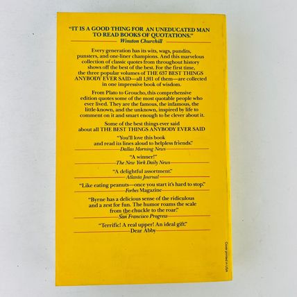 Robert Byrne 1,911 Best Things Anybody Ever Said Paperback Book