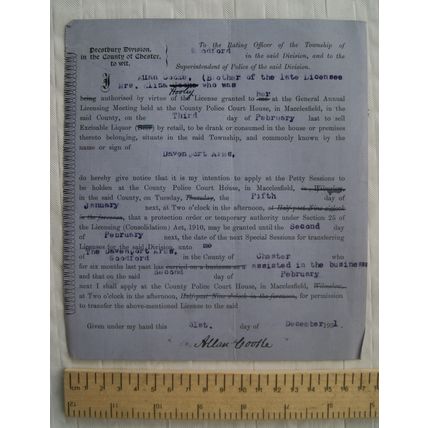 1931 application protection order Eliza Hooley, Davenport Arms, Woodford