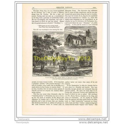 ACTON CHURCH & ACTON TOWN AT END OF 18thC, BOOK ILLUSTRATION (PRINT), c1883