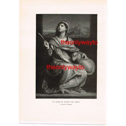 ST AGNES, BY ANDREA DEL SARTO, TIMOTHY COLE BOOK ILLUSTRATION (PRINT), c1910