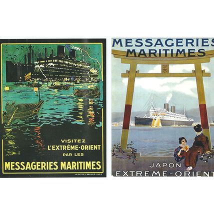 MARITIME ADVERTISING MESSAGERIES MARITIMES 2 POSTCARDS