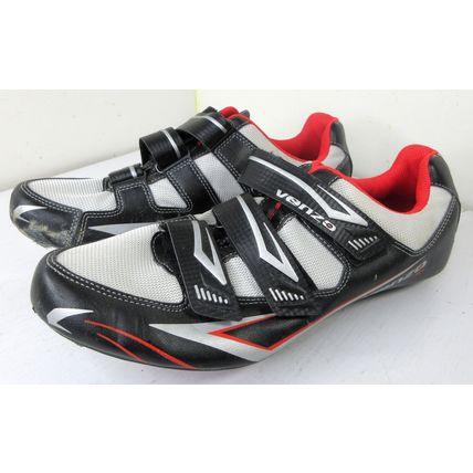 Venzo MX 3-Strap Cycling Shoes w/ 3-Bolt Cleats Black Red Size 11 US Men's 29 CM
