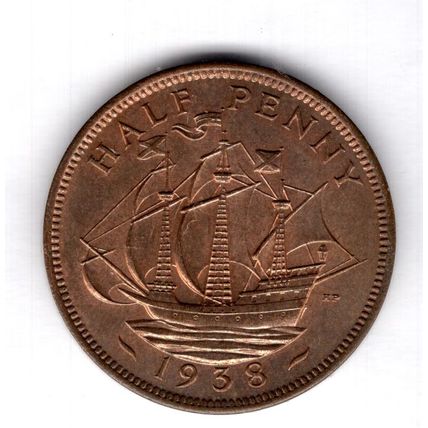 Great Britain. George VI. Halfpenny 1938. dy13447