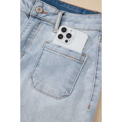 Beau Blue Light Wash High Rise Denim Shorts