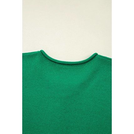 Bright Green Solid Color Knit Button Drop Shoulder Sweater Cardigan