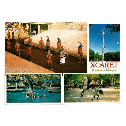Postcard Mexico Xcaret eco-tourism theme park multiview unposted