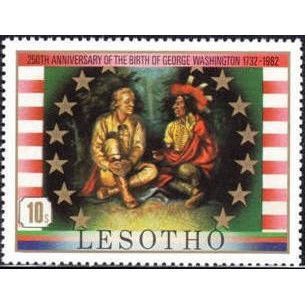 Lesotho QEII 1982 USA George Washington 10s Indian Mounted Mint MM SG 495 stamp