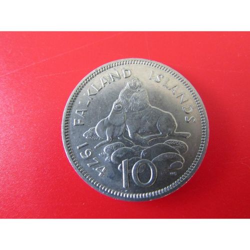 1974 QUEEN ELIZABETH II FALKLAND ISLANDS TEN PENCE FREE POST. M
