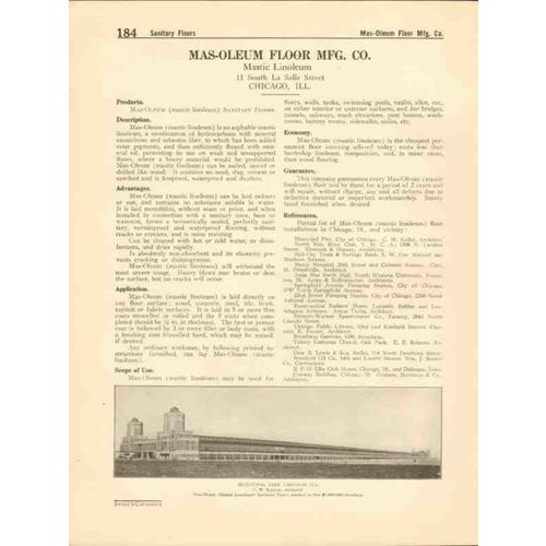 mas-oleum floor mfg company 1916 mastic linoleum vintage catalog