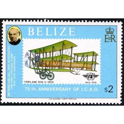 Belize 1979 Rowland Hill ICAO $2 Roe II Triplane Unmounted Mint NHM SG 510 stamp